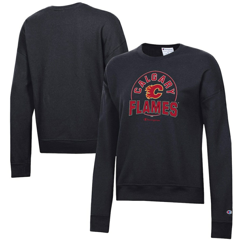 Calgary Flames - Champion Women's Powerblend Pullover Sweatshirt Black