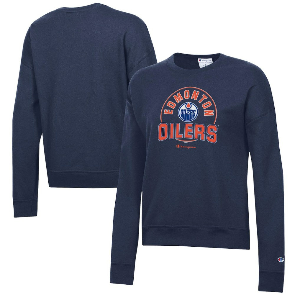Edmonton Oilers - Champion Women's Powerblend Pullover Sweatshirt Navy