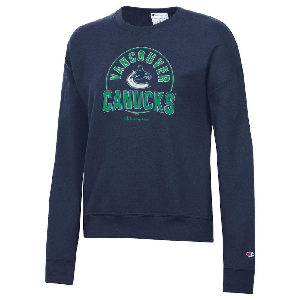Vancouver Canucks - Champion Women's Powerblend Pullover Sweatshirt Navy
