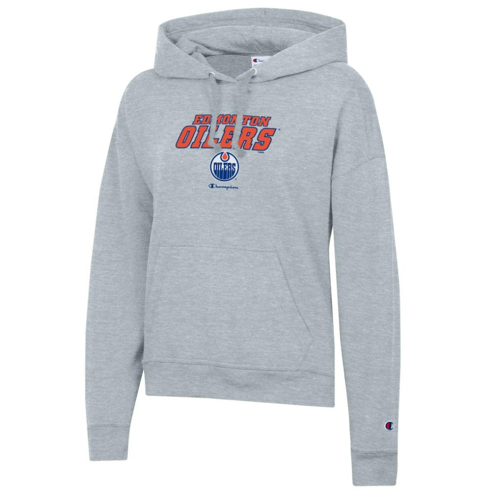 Edmonton Oilers - Champion Women's Powerblend Fleece Pullover Hoodie Gray