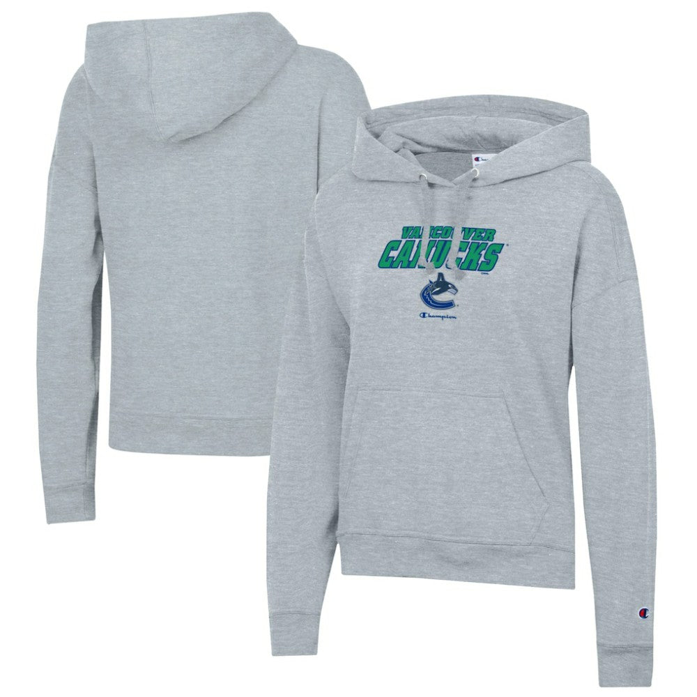 Vancouver Canucks - Champion Women's Powerblend Fleece Pullover Hoodie Gray