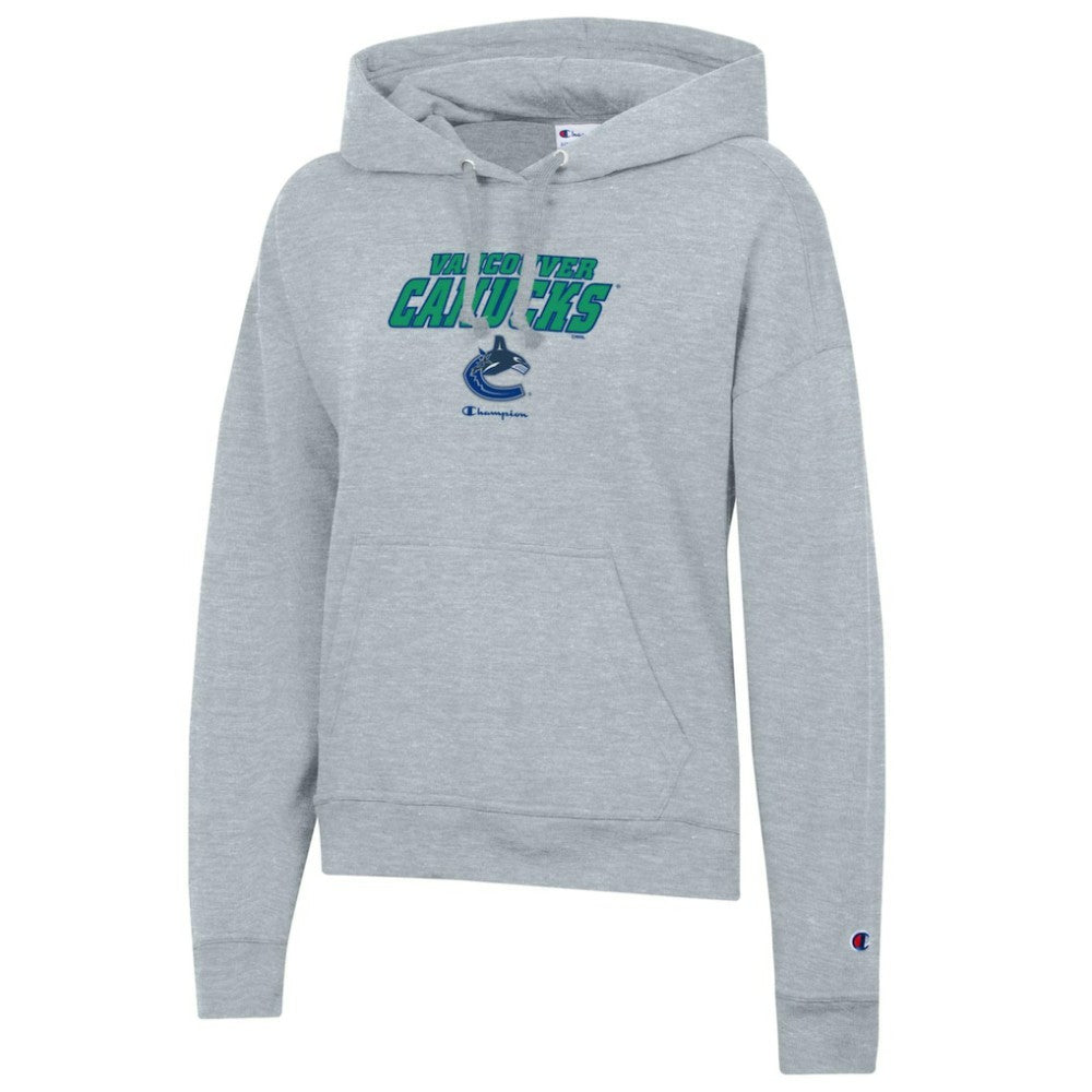 Vancouver Canucks - Champion Women's Powerblend Fleece Pullover Hoodie Gray