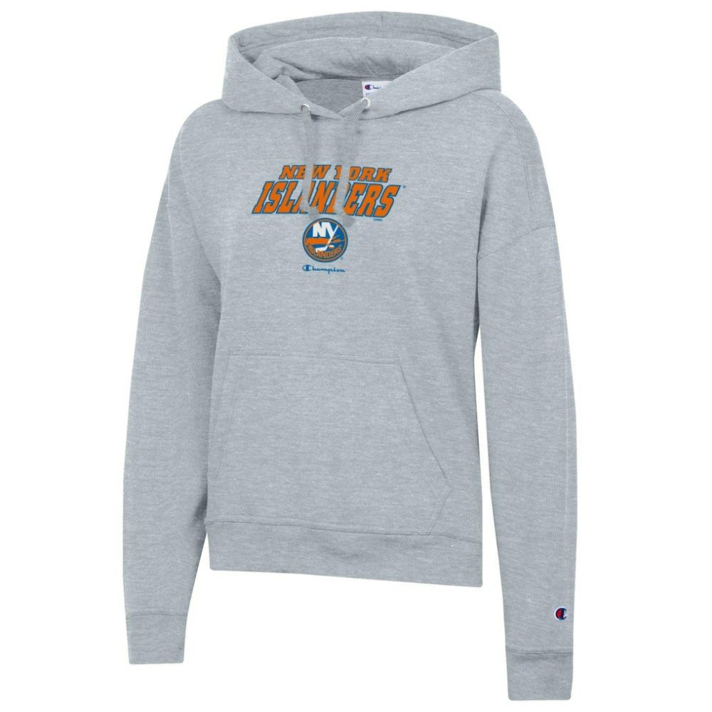 New York Islanders - Champion Women's Powerblend Fleece Pullover Hoodie Gray