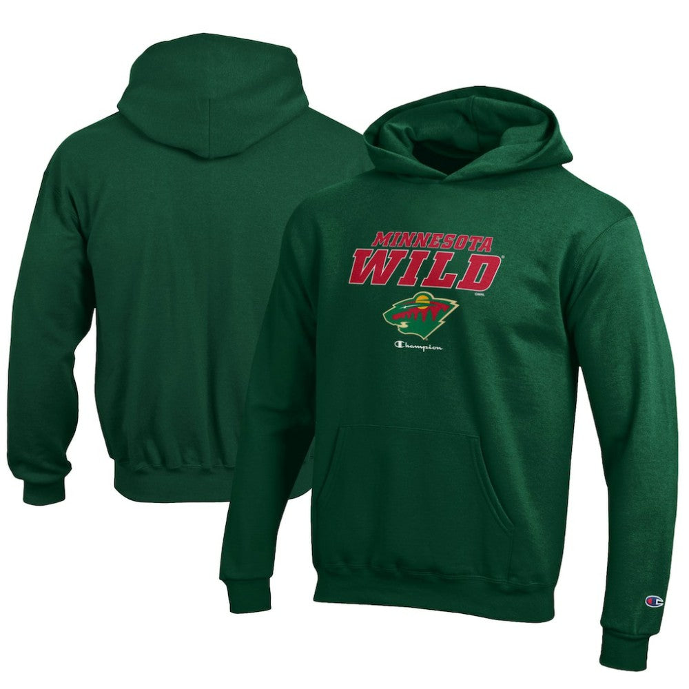 Minnesota Wild - Champion Youth Eco Powerblend Pullover Hoodie Hunter Green