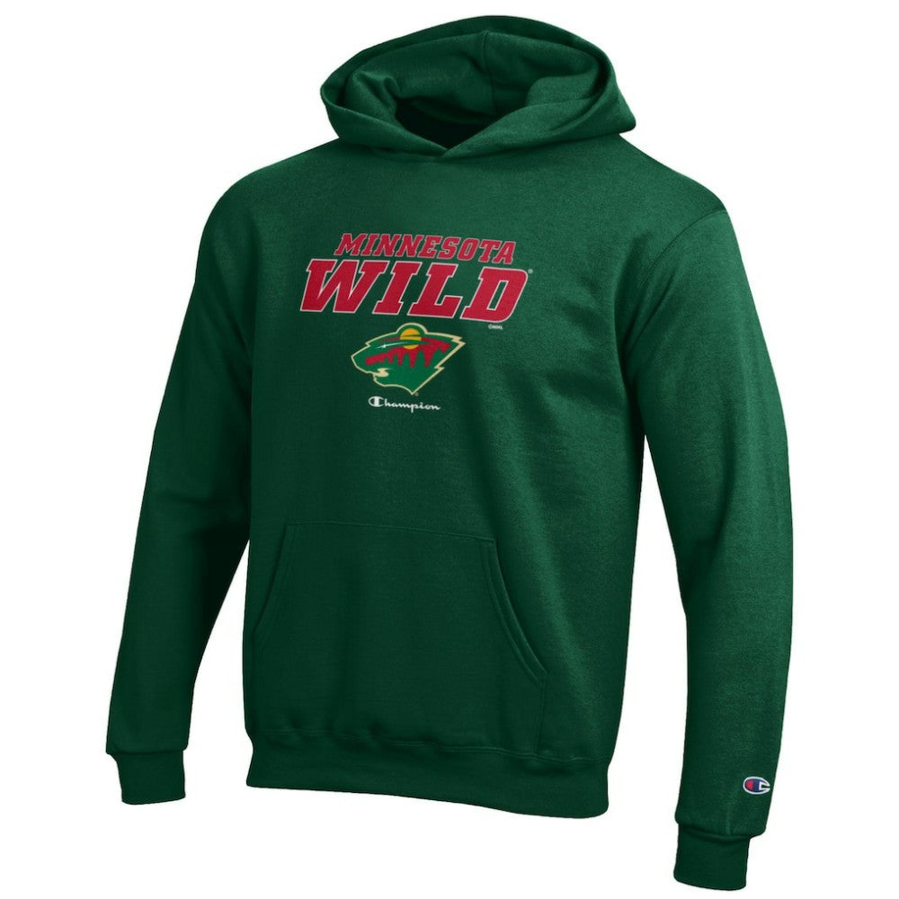 Minnesota Wild - Champion Youth Eco Powerblend Pullover Hoodie Hunter Green