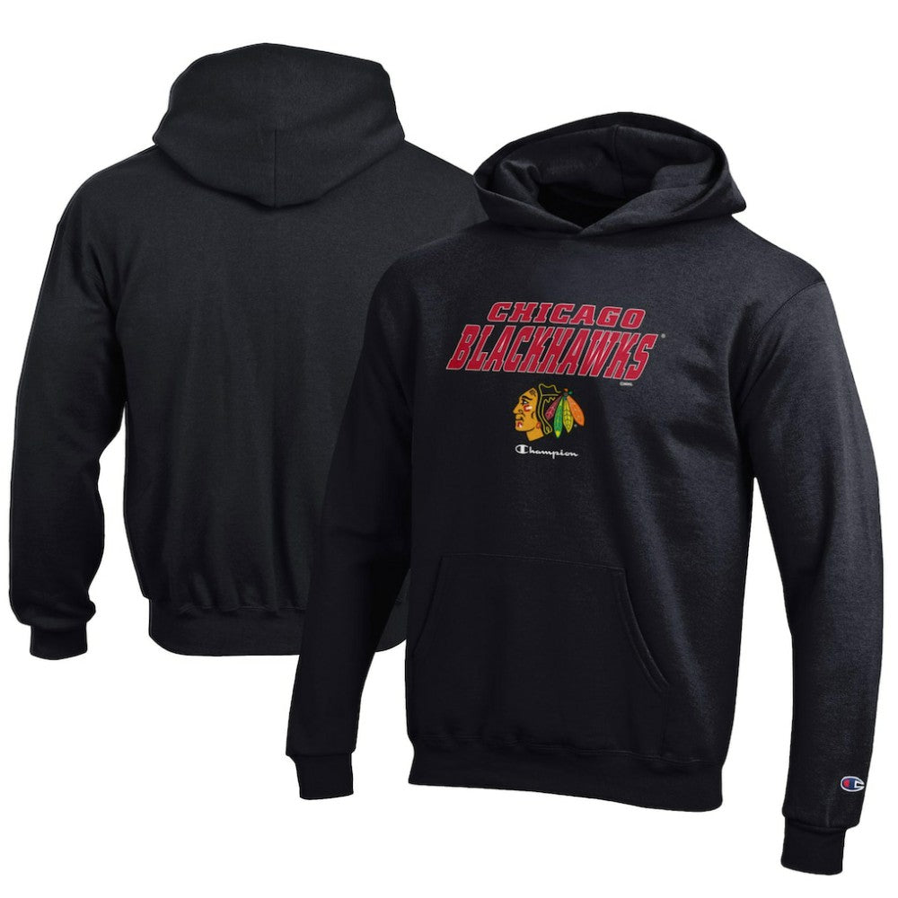 Chicago Blackhawks Champion Youth Eco Powerblend Pullover Hoodie Black
