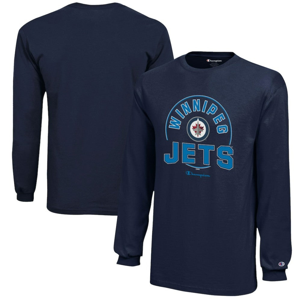 Winnipeg Jets - Champion Youth Long-Sleeve Jersey T-Shirt Navy