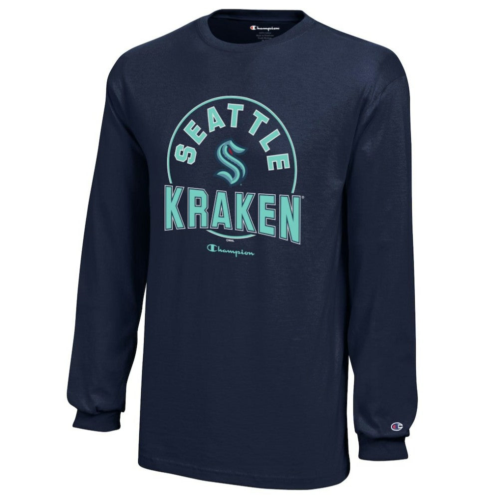 Seattle Kraken Champion Youth Long-Sleeve Jersey T-Shirt Deep Sea Blue