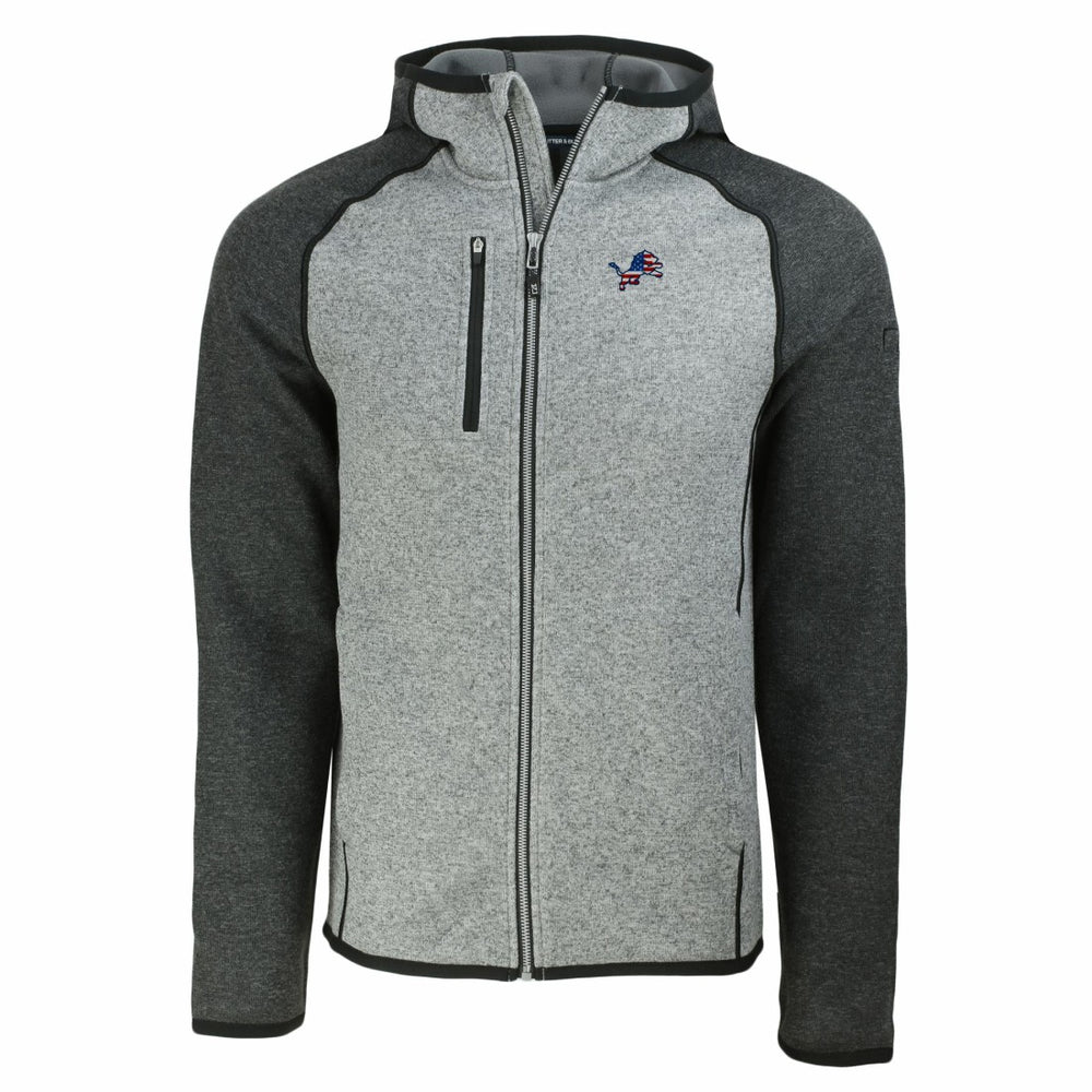 Detroit Lions Cutter & Buck Americana Mainsail Full-Zip Hooded Jacket Heather Gray/Heather Charcoal - NFL