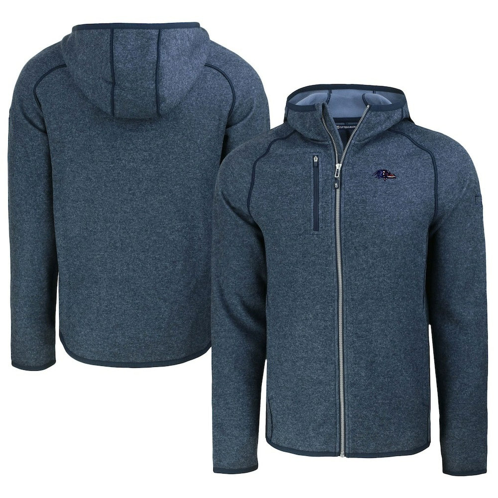 Baltimore Ravens Cutter & Buck Americana Mainsail Full-Zip Hooded Jacket Heather Navy - NFL