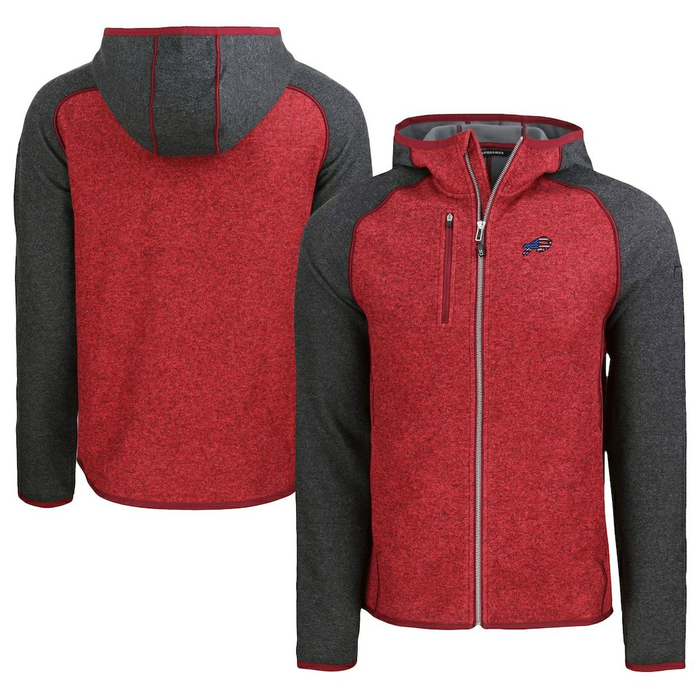Buffalo Bills Cutter & Buck Americana Mainsail Full-Zip Hooded Jacket Heather Red/Heather Charcoal - NFL