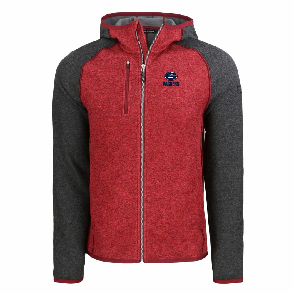 Green Bay Packers Cutter & Buck Americana Mainsail Full-Zip Hooded Jacket Heather Red/Heather Charcoal - NFL