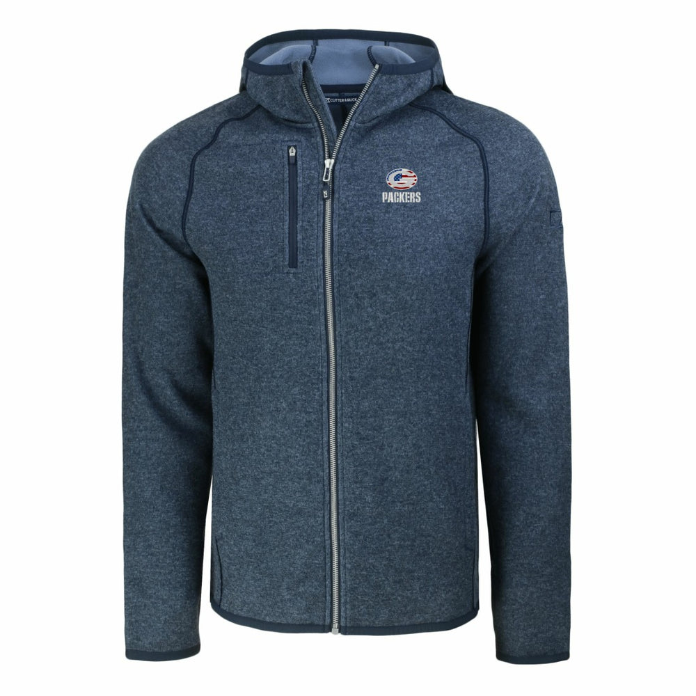 Green Bay Packers Cutter & Buck Americana Mainsail Full-Zip Hooded Jacket Heather Navy - NFL