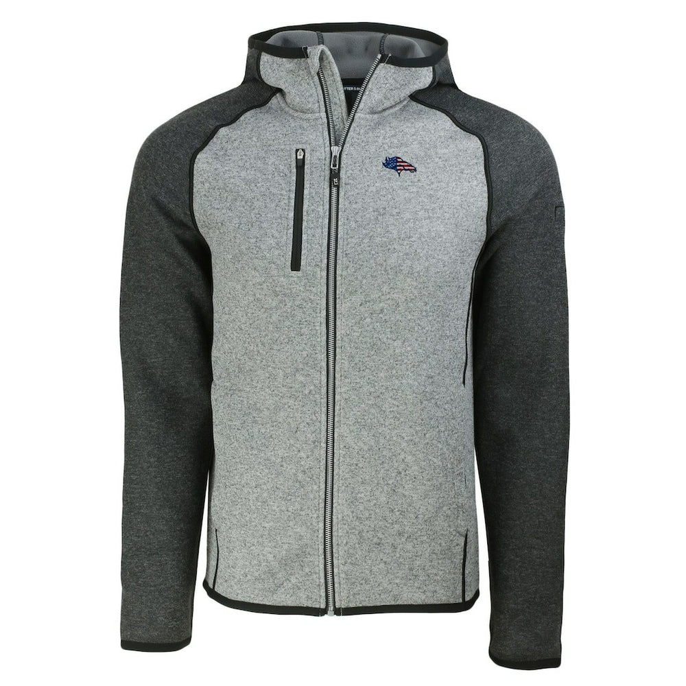 Denver Broncos Cutter & Buck Americana Mainsail Full-Zip Hooded Jacket Heather Gray/Heather Charcoal - NFL