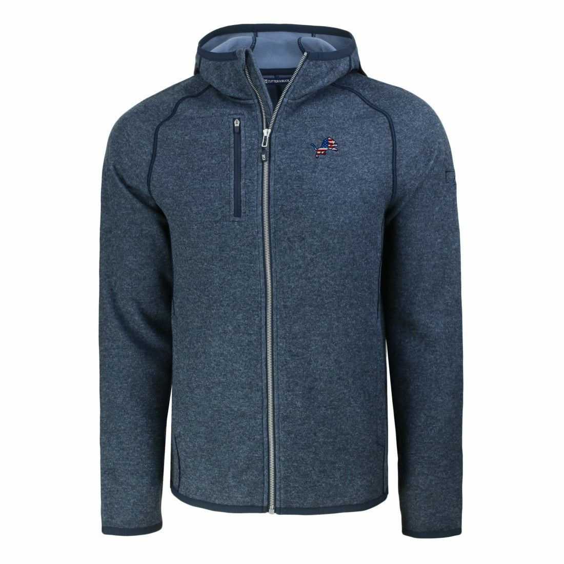 Detroit Lions Cutter & Buck Americana Mainsail Full-Zip Hooded Jacket Heather Navy - NFL