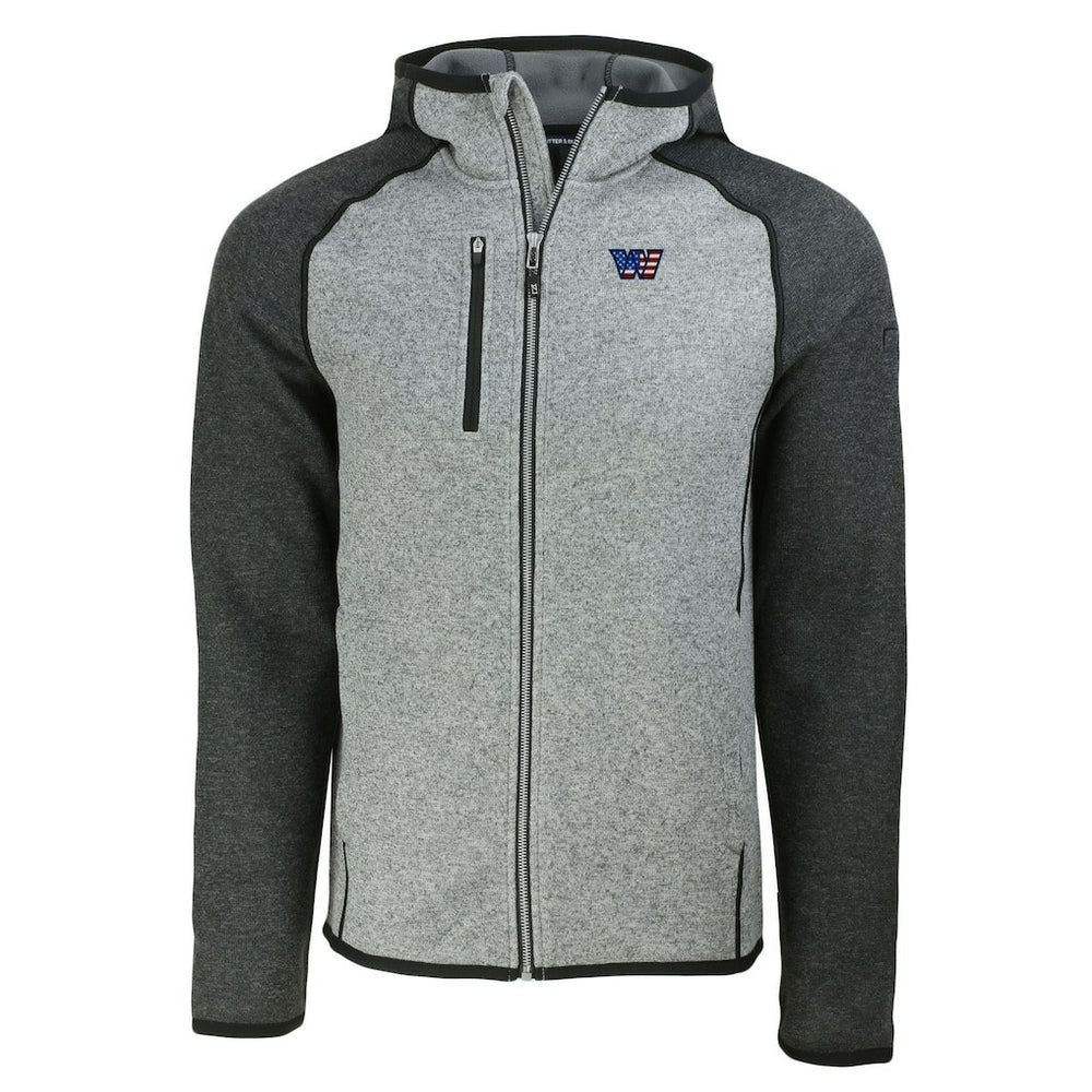 Washington Commanders Cutter & Buck Americana Mainsail Full-Zip Hooded Jacket Heather Gray/Heather Charcoal - NFL