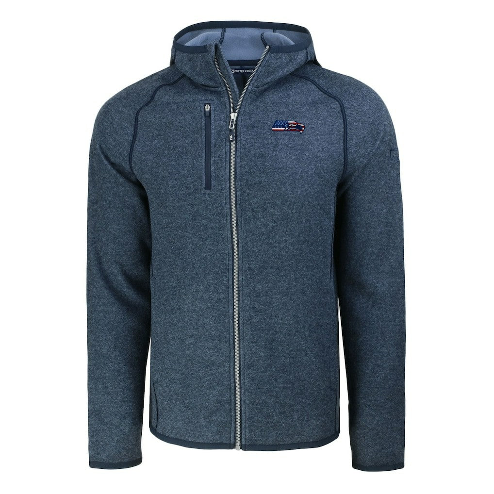 Seattle Seahawks Cutter & Buck Americana Mainsail Full-Zip Hooded Jacket Heather College Navy - NFL