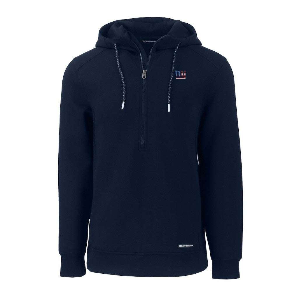 New York Giants Cutter & Buck Americana Roam Eco Half-Zip Recycled Pullover Hoodie Navy - NFL