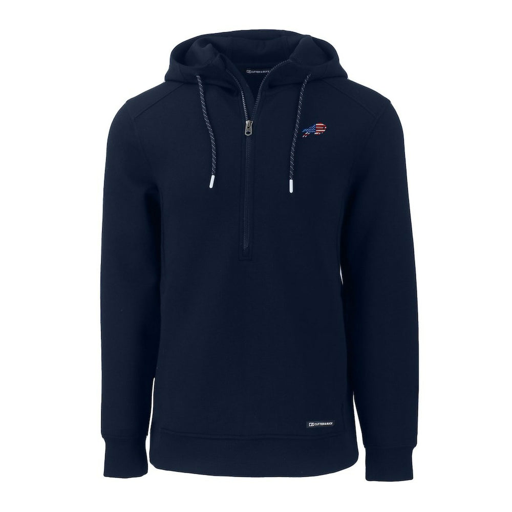 Buffalo Bills Cutter & Buck Americana Roam Eco Half-Zip Recycled Pullover Hoodie Navy - NFL