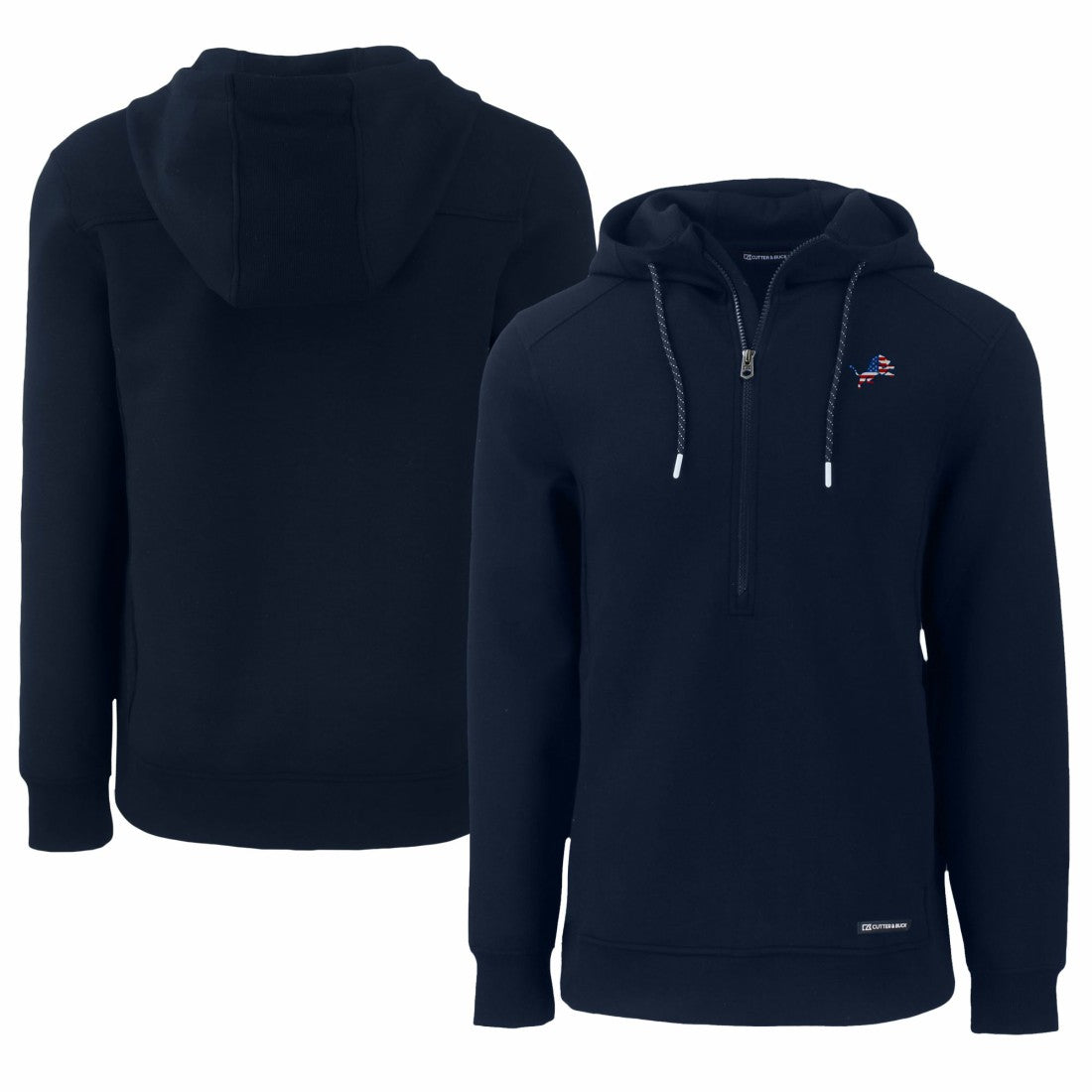 Detroit Lions Cutter & Buck Americana Roam Eco Half-Zip Recycled Pullover Hoodie Navy - NFL