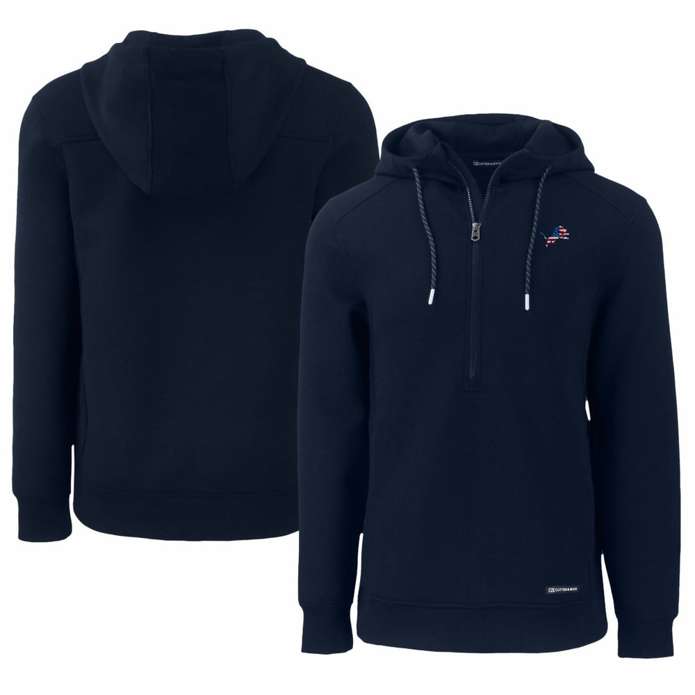 Detroit Lions Cutter & Buck Americana Roam Eco Half-Zip Recycled Pullover Hoodie Navy - NFL