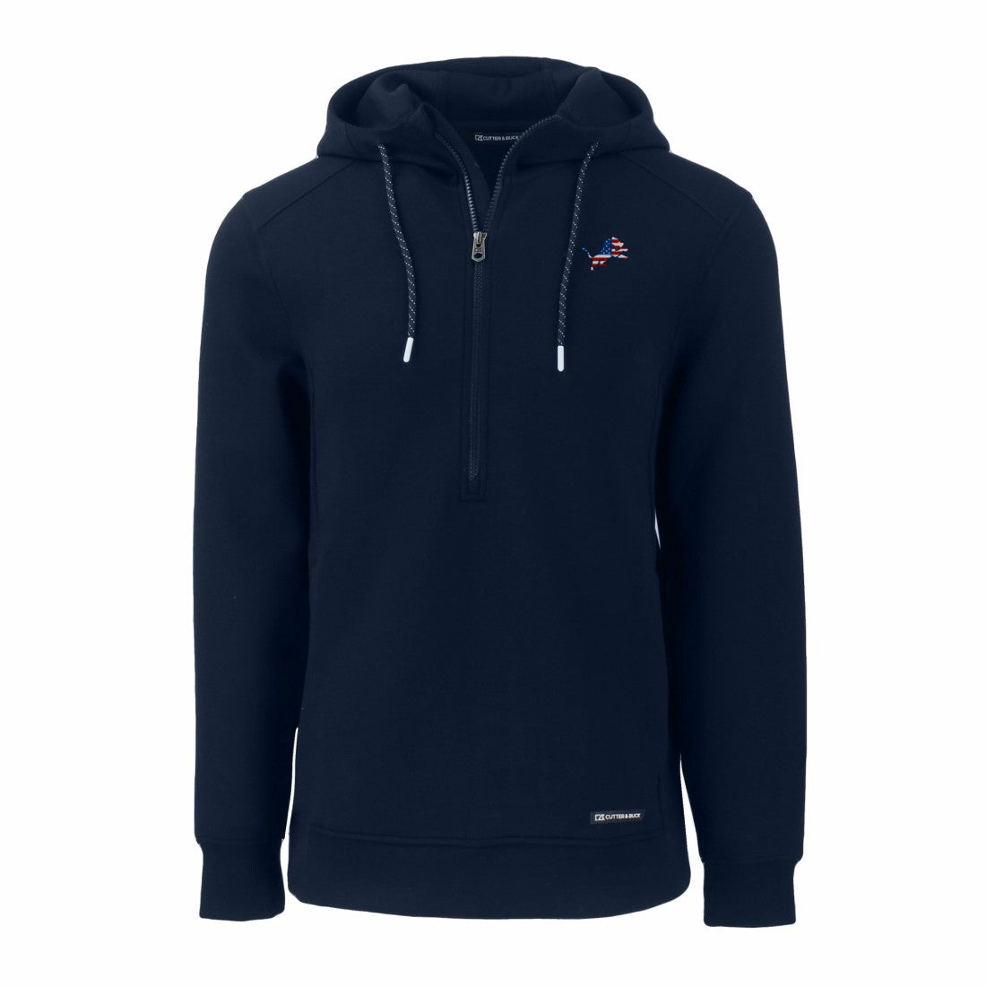 Detroit Lions Cutter & Buck Americana Roam Eco Half-Zip Recycled Pullover Hoodie Navy - NFL