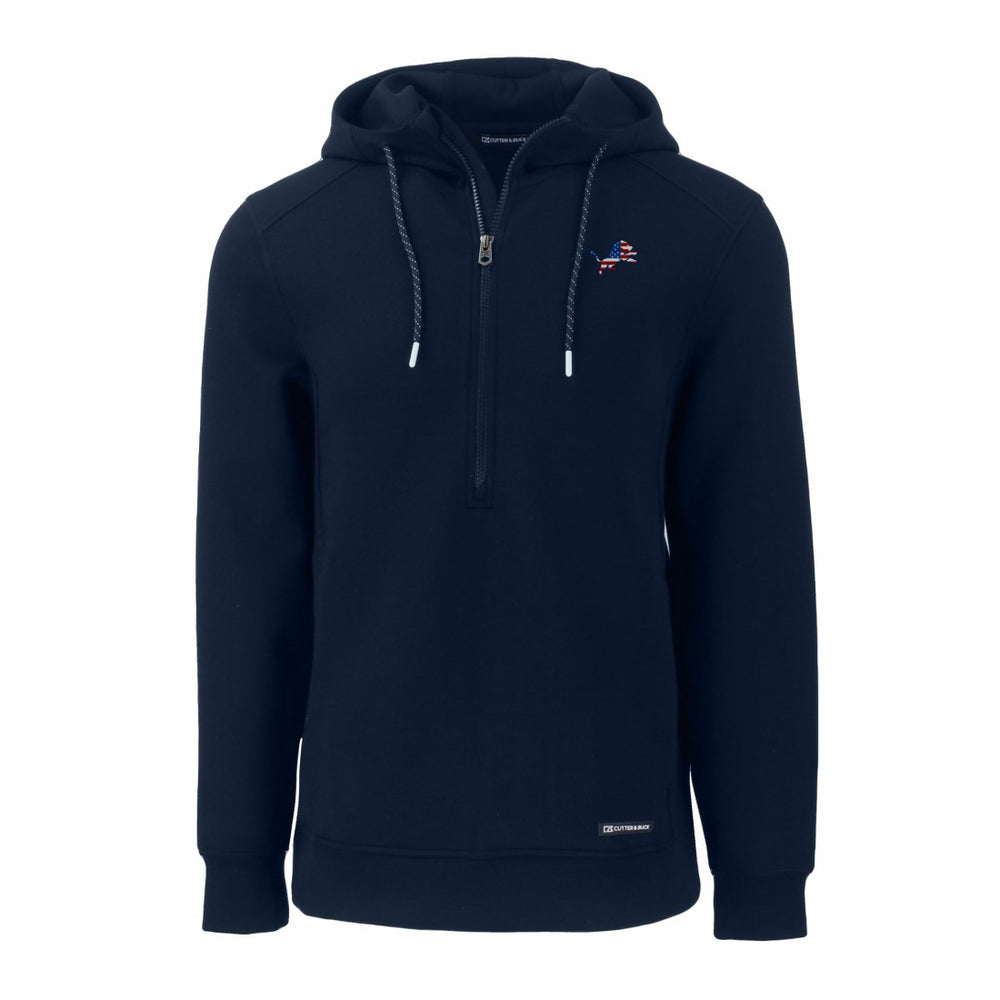 Detroit Lions Cutter & Buck Americana Roam Eco Half-Zip Recycled Pullover Hoodie Navy - NFL