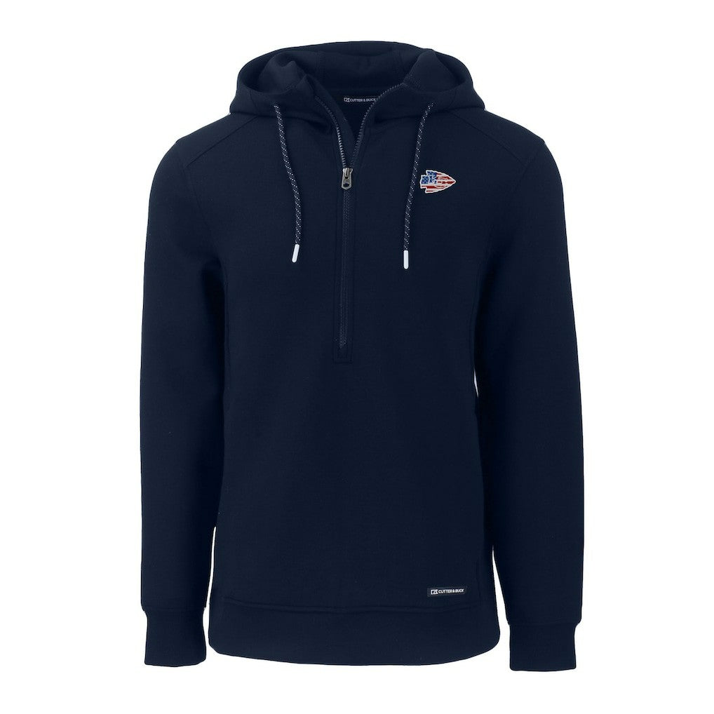 Kansas City Chiefs Cutter & Buck Americana Roam Eco Half-Zip Recycled Pullover Hoodie Navy - NFL
