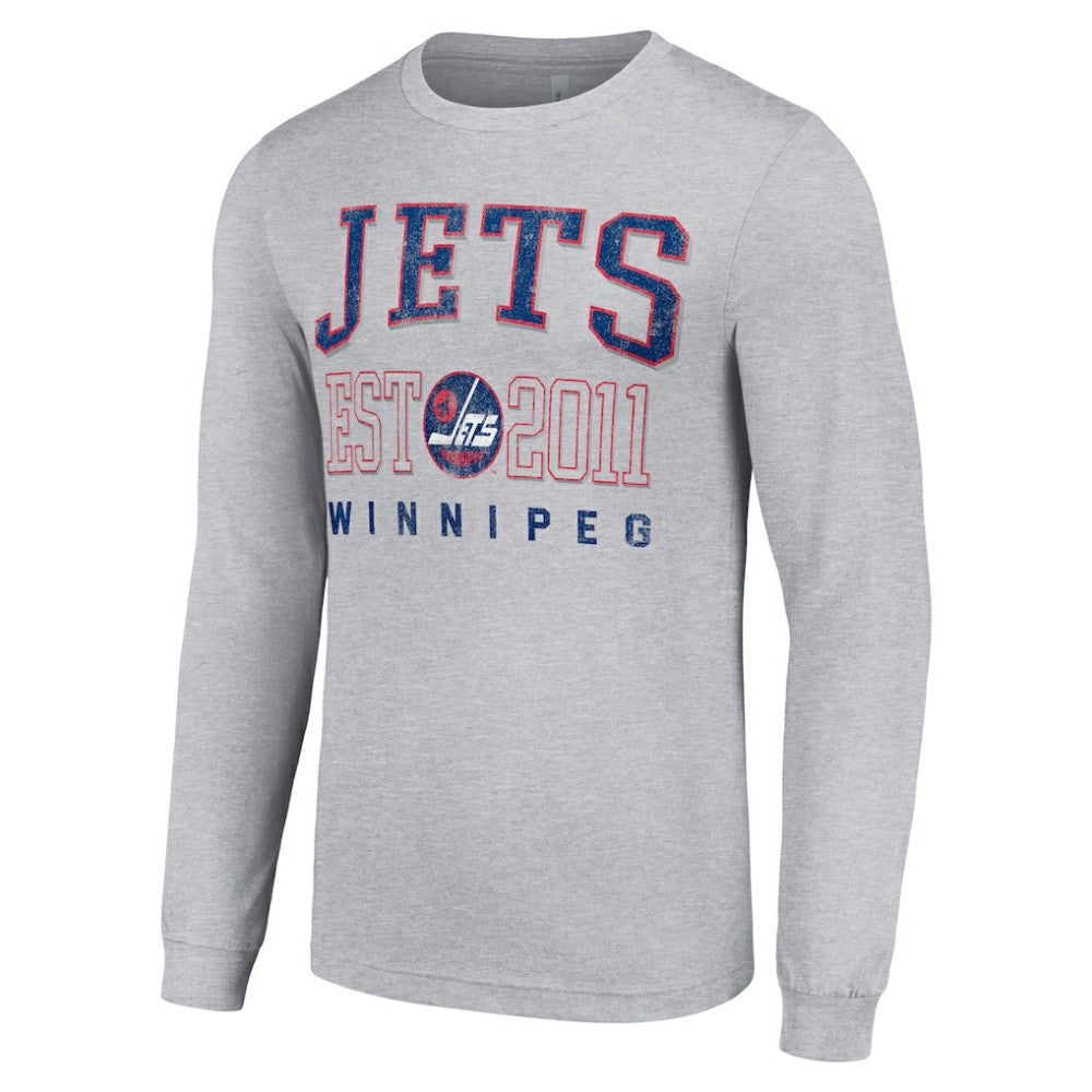 Winnipeg Jets - Starter Retro Graphic Long Sleeve Crew T-Shirt Heather Gray
