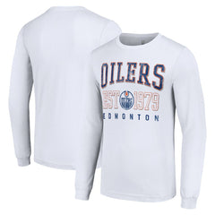 Edmonton Oilers - Starter Retro Graphic Long Sleeve Crew T-Shirt White