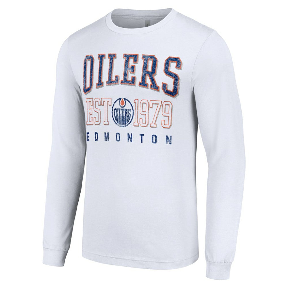 Edmonton Oilers - Starter Retro Graphic Long Sleeve Crew T-Shirt White