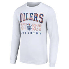 Edmonton Oilers - Starter Retro Graphic Long Sleeve Crew T-Shirt White