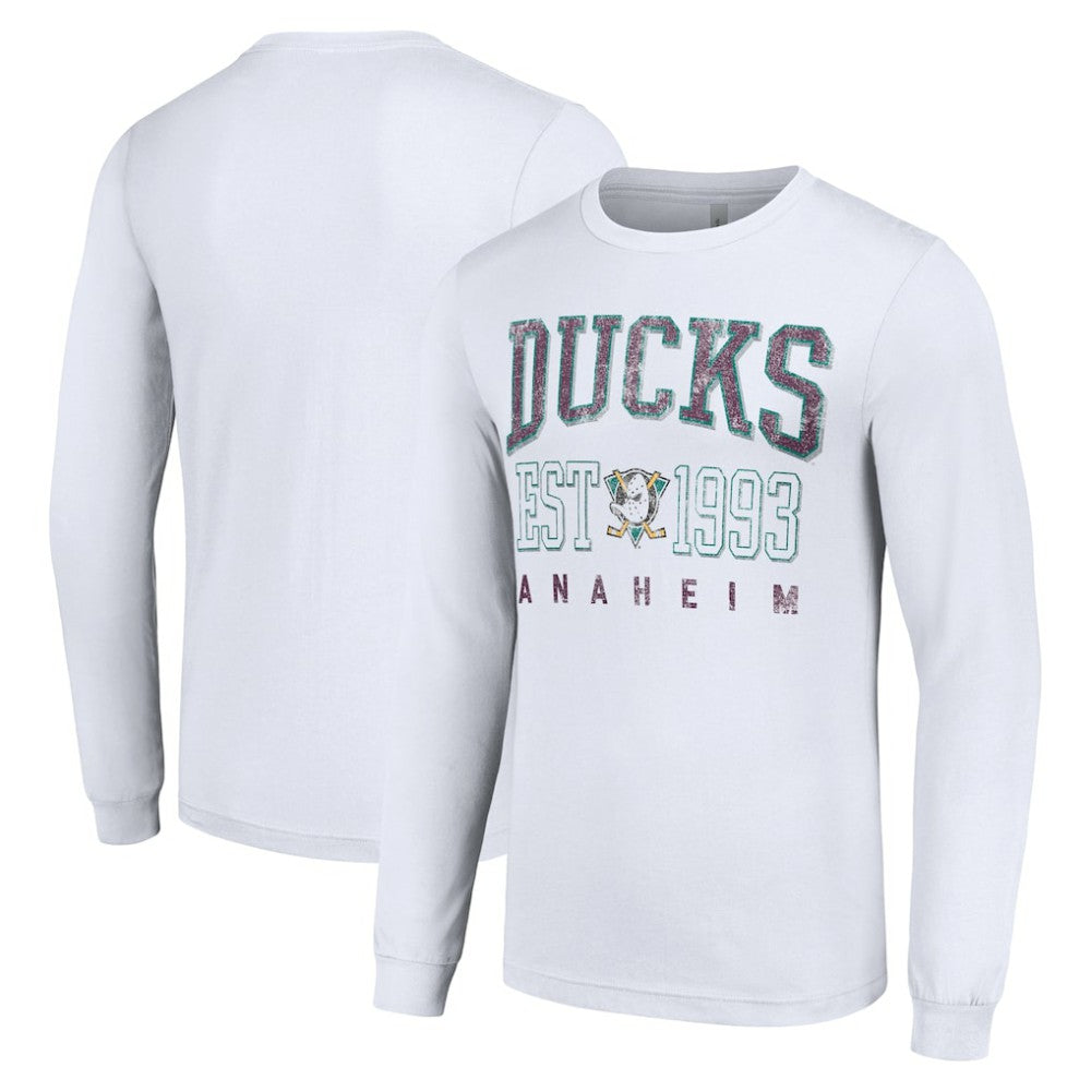 Anaheim Ducks - Starter Retro Graphic Long Sleeve Crew T-Shirt White