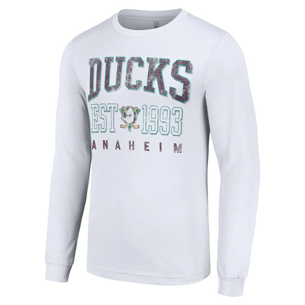 Anaheim Ducks - Starter Retro Graphic Long Sleeve Crew T-Shirt White