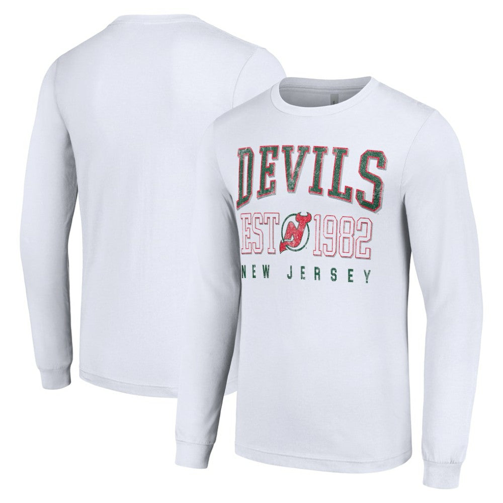 New Jersey Devils - Starter Retro Graphic Long Sleeve Crew T-Shirt White