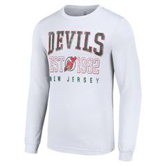 New Jersey Devils - Starter Retro Graphic Long Sleeve Crew T-Shirt White