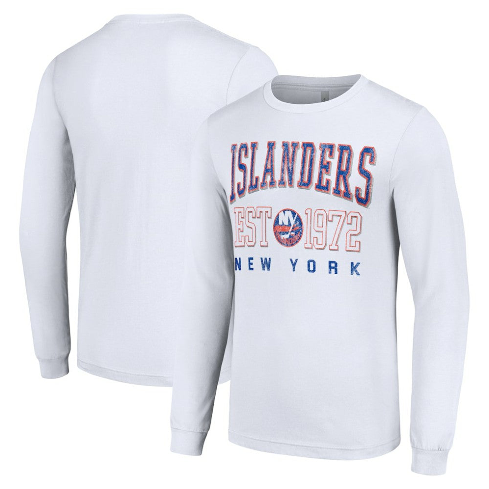 New York Islanders - Starter Retro Graphic Long Sleeve Crew T-Shirt White