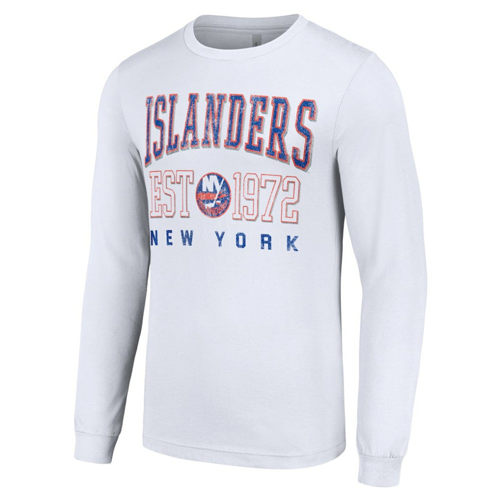 New York Islanders - Starter Retro Graphic Long Sleeve Crew T-Shirt White