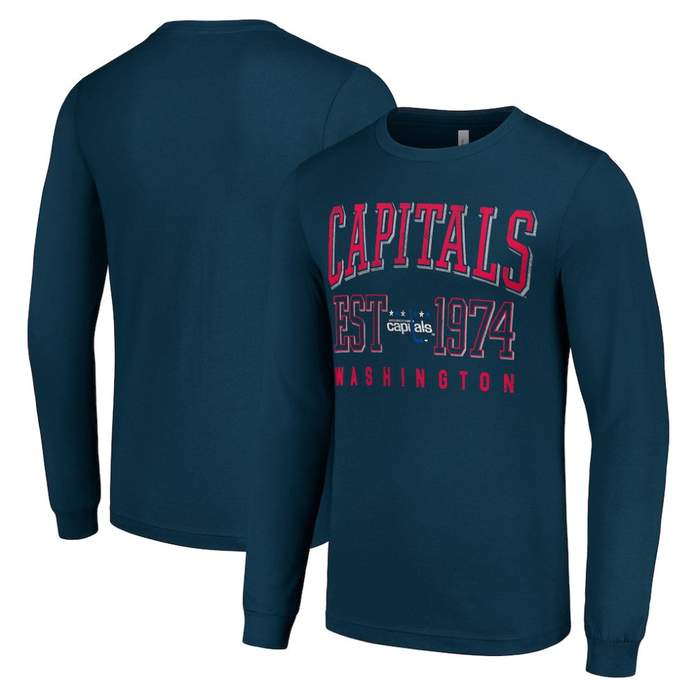 Washington Capitals Starter Retro Graphic Long Sleeve Crew T-Shirt Navy