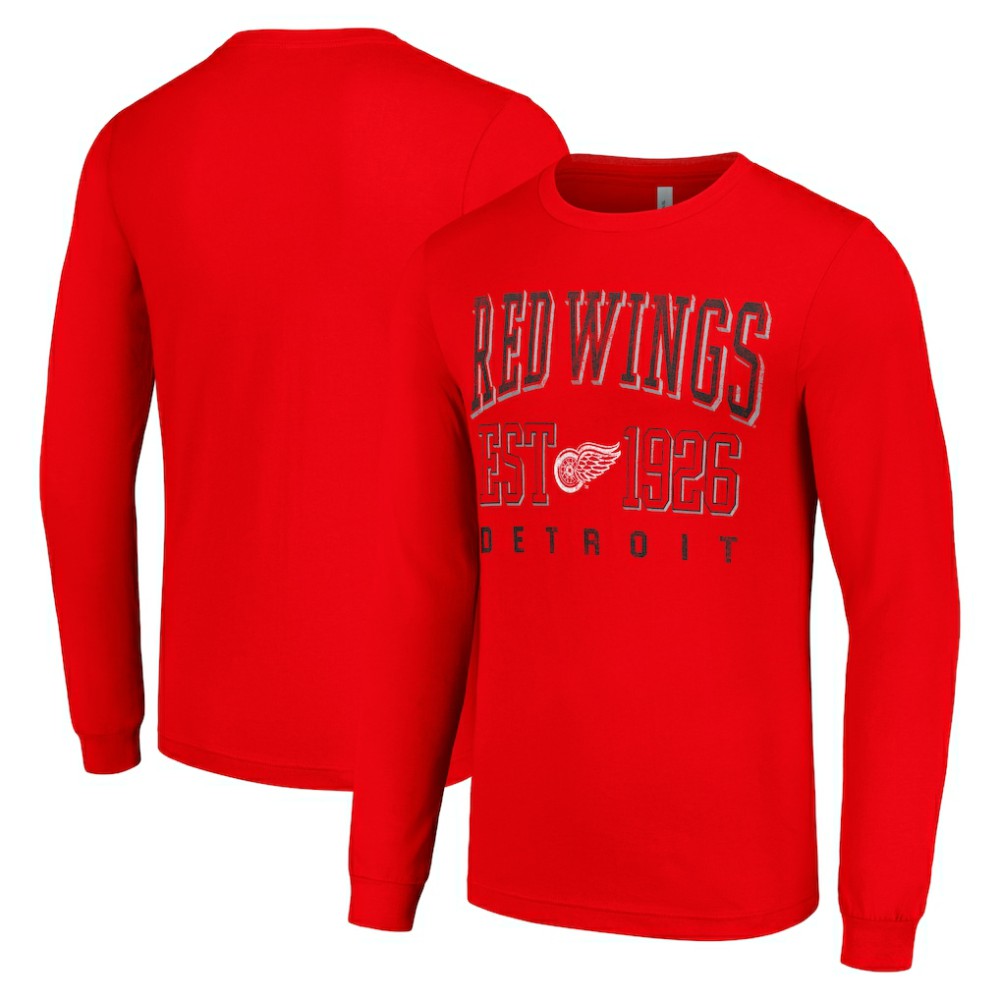 Detroit Red Wings - Starter Retro Graphic Long Sleeve Crew T-Shirt Red