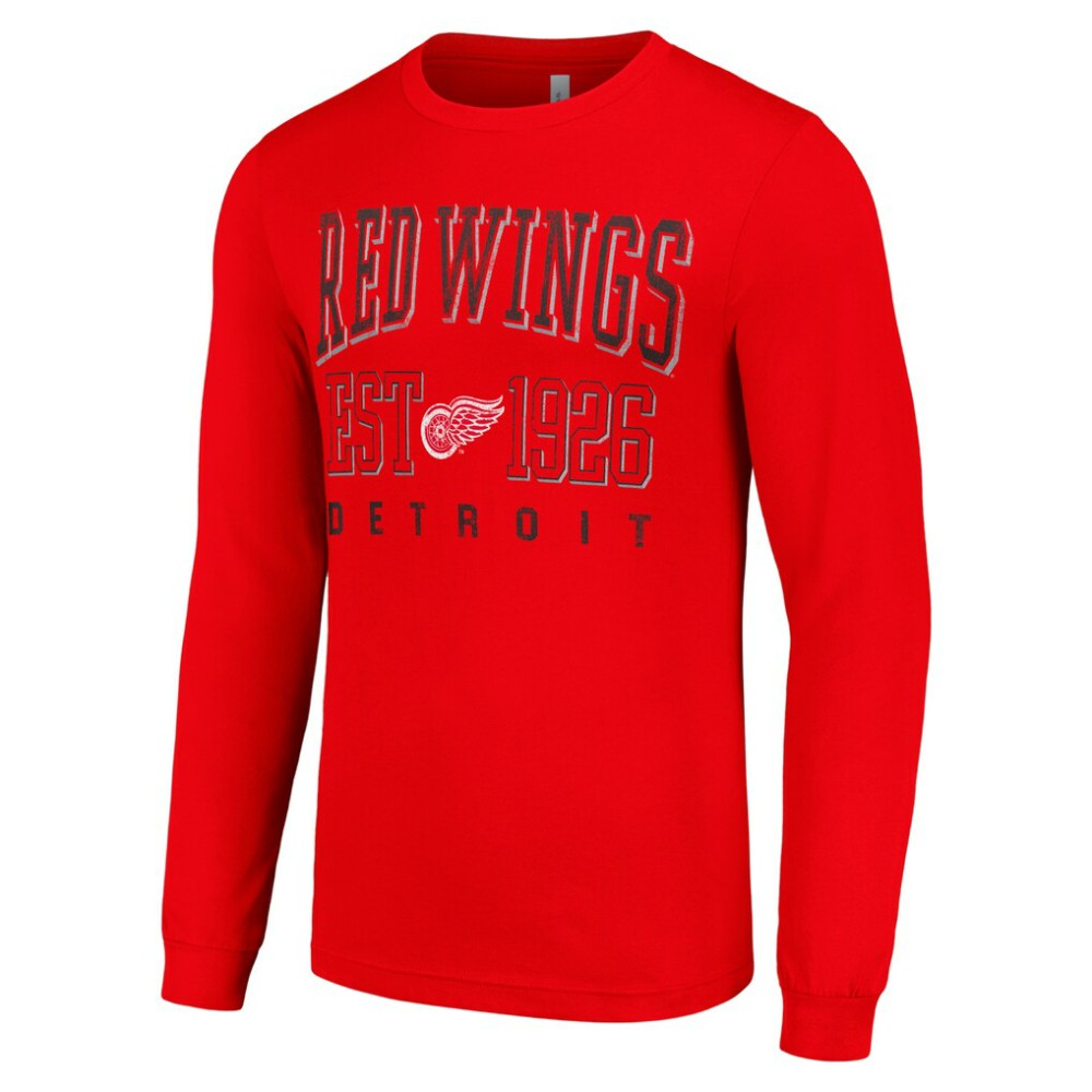 Detroit Red Wings - Starter Retro Graphic Long Sleeve Crew T-Shirt Red