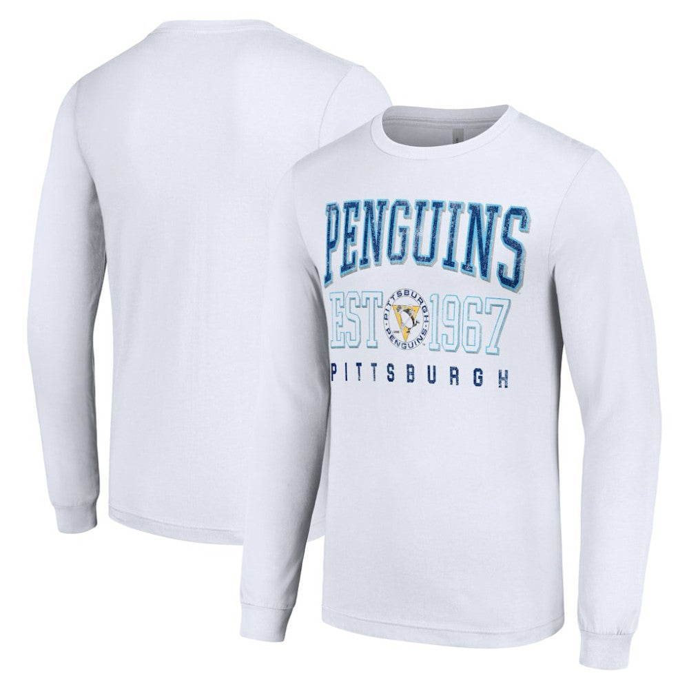 Pittsburgh Penguins Starter Retro Graphic Long Sleeve Crew T-Shirt White