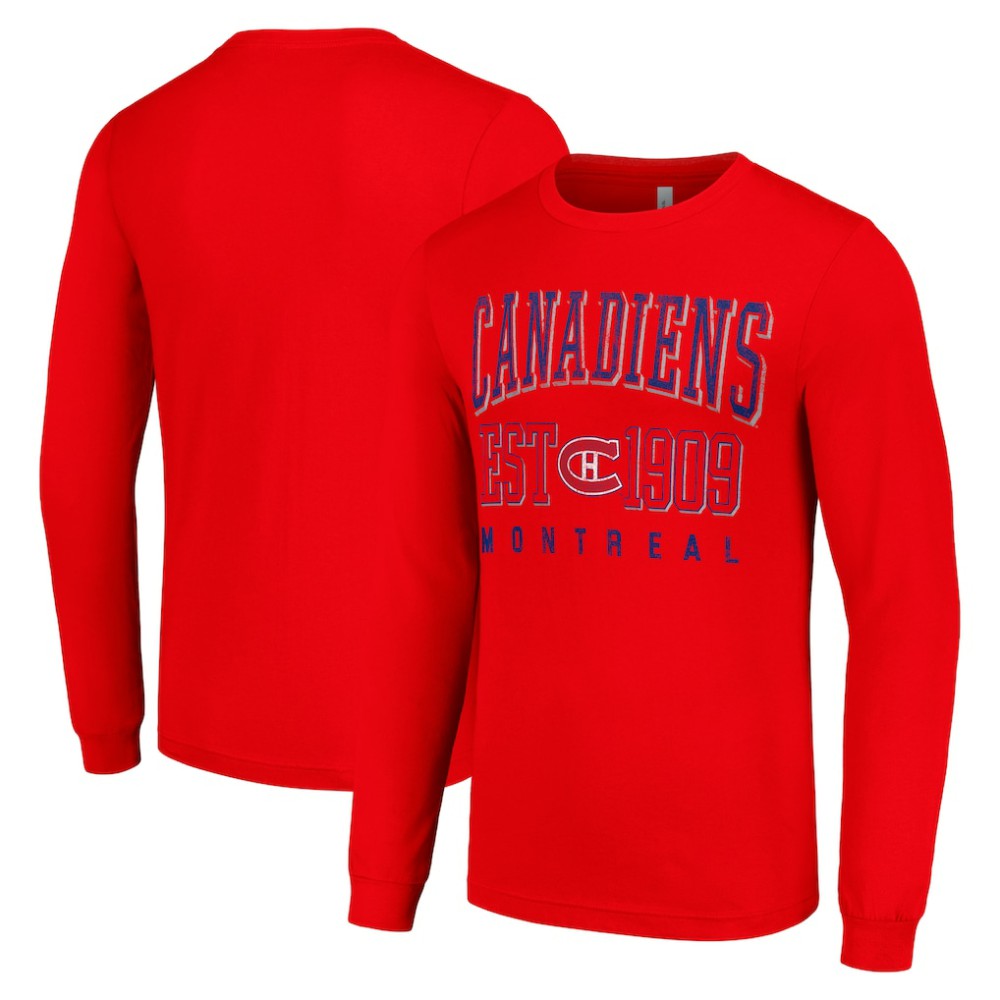 Montreal Canadiens - Starter Retro Graphic Long Sleeve Crew T-Shirt Red