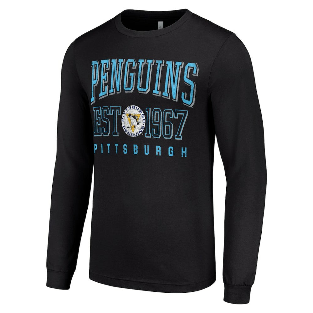 Pittsburgh Penguins Starter Retro Graphic Long Sleeve Crew T-Shirt Black
