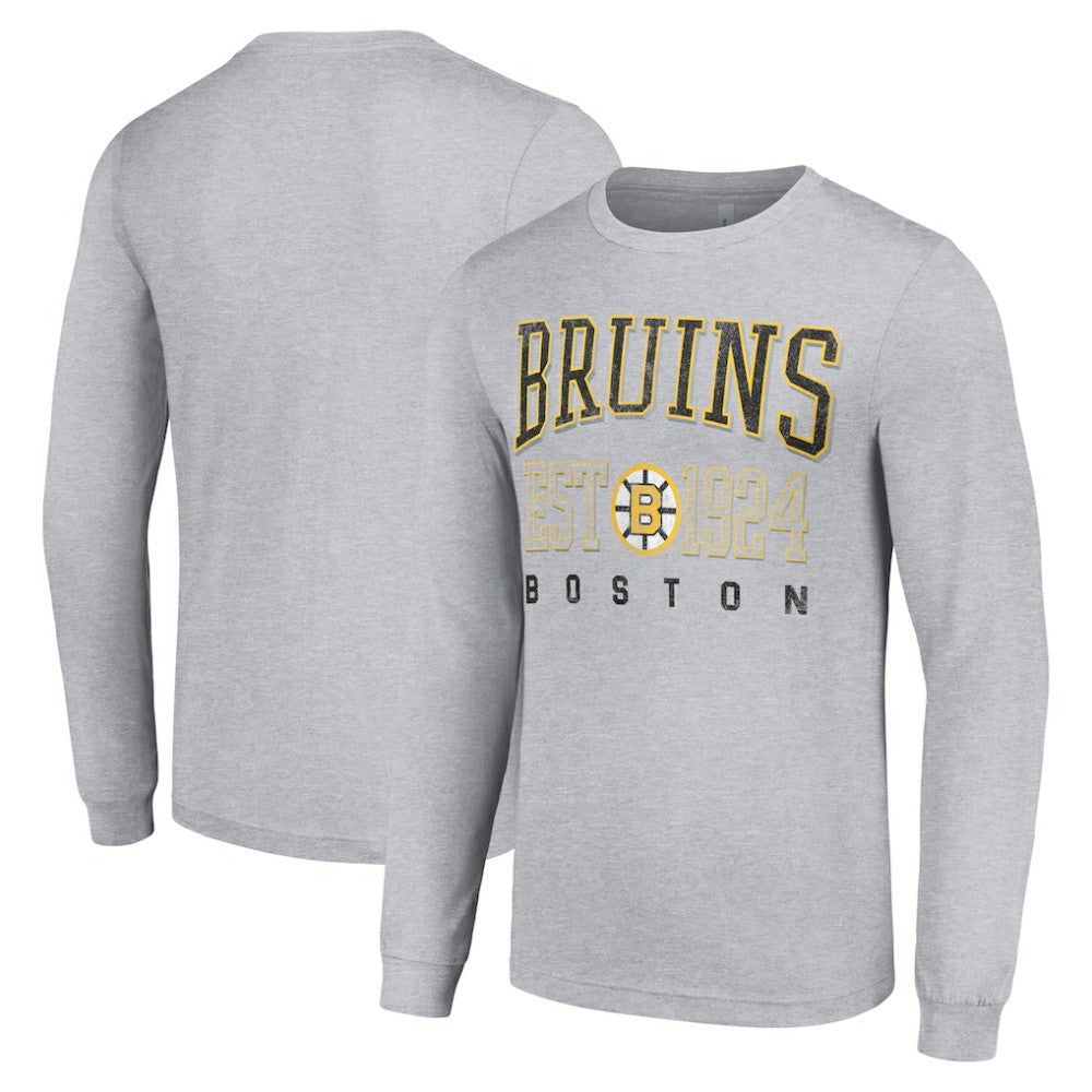 Boston Bruins Starter Retro Graphic Long Sleeve Crew T-Shirt Heather Gray