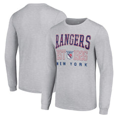 New York Rangers Starter Retro Graphic Long Sleeve Crew T-Shirt Heather Gray