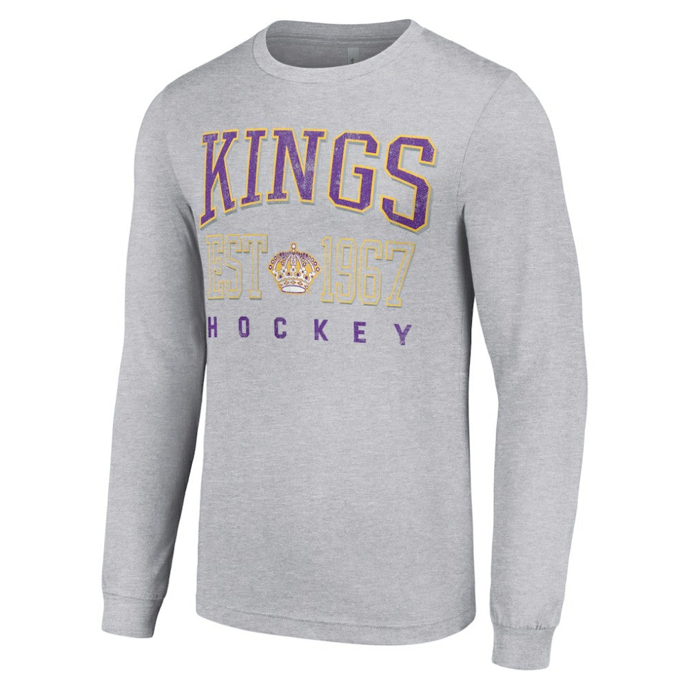 Los Angeles Kings - Starter Retro Graphic Long Sleeve Crew T-Shirt Heather Gray