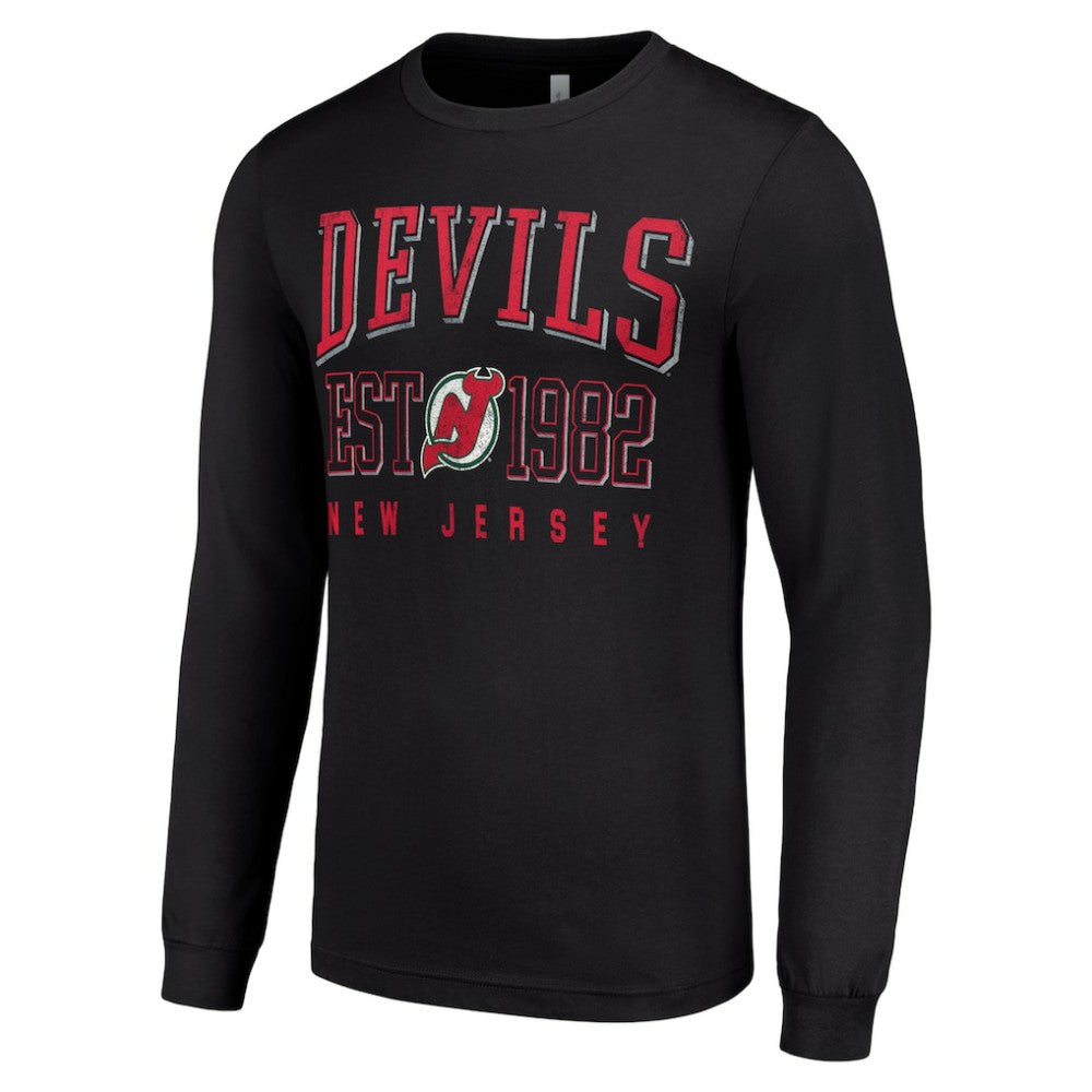 New Jersey Devils - Starter Retro Graphic Long Sleeve Crew T-Shirt Black