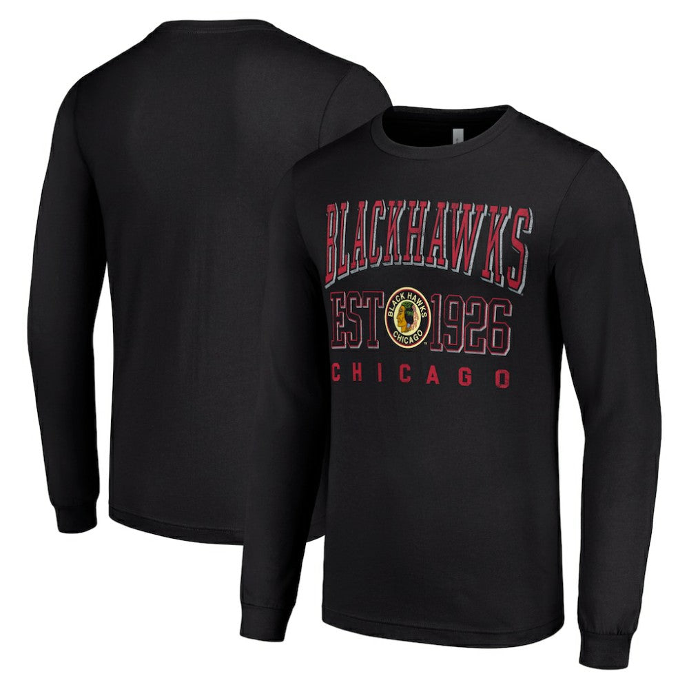 Chicago Blackhawks Starter Retro Graphic Long Sleeve Crew T-Shirt Black
