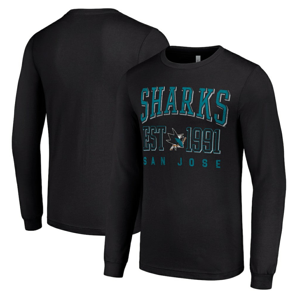 San Jose Sharks - Starter Logo Graphic Long Sleeve T-Shirt Black